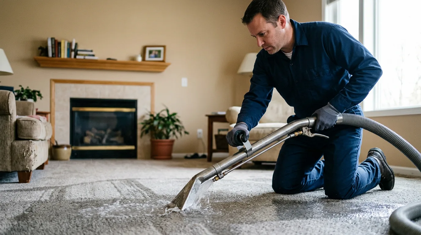 Water damage restoration technician working near Columbia City, OR